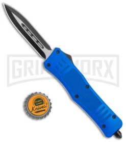 Medium Atomic Defender Blue Automatic Dagger Knife - Two-Tone Plain -Featured Knife Shop Atomic Defender Medium OTF Auto Blue TT Dagger BHQ 141094 jr bottlecap 2 large
