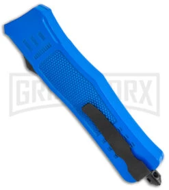 Medium Atomic Defender Blue Automatic Dagger Knife - Two-Tone Plain -Featured Knife Shop Atomic Defender Medium OTF Auto Blue TT Dagger BHQ 141094 jr side 2 large