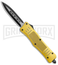 Medium Atomic Defender Gold Automatic Dagger Knife - Two-Tone Plain