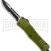 Atomic Defender Medium OTF Automatic Knife OD Green - Serr Two Tone Drop Point -Featured Knife Shop Atomic Defender Medium OTF Auto OD Green Serr TT DP GX 37210 jr large