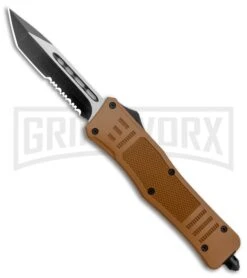 Atomic Defender Medium OTF Automatic Knife Sand Brown - Two Tone Tanto SER