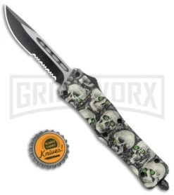 Atomic Defender Medium OTF Skull Drop Point Knife - (3.25" Satin) 11 Atomic Defender Medium OTF Skull Drop Point Knife - (3.25" Satin) -Featured Knife Shop Atomic Defender Medium OTF Auto White Skull TT DP Serr GX 37526 jr bottlecap large