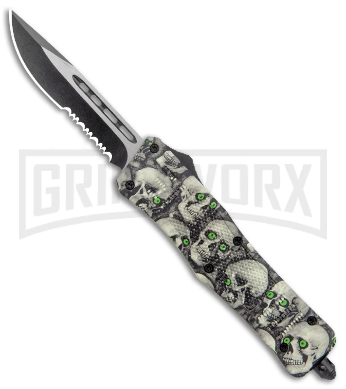 Atomic Defender Medium OTF Skull Drop Point Knife - (3.25" Satin) 3 Atomic Defender Medium OTF Skull Drop Point Knife - (3.25" Satin)