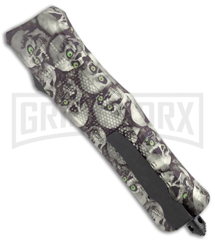 Atomic Defender Medium OTF Skull Drop Point Knife - (3.25" Satin) 5 Atomic Defender Medium OTF Skull Drop Point Knife - (3.25" Satin) - Image 3