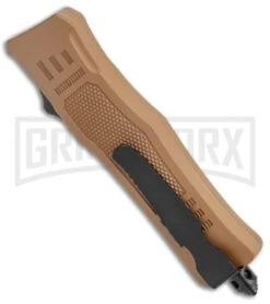 Atomic Defender Mini OTF Automatic Knife Sand Brown (2.625" Two-Tone) -Featured Knife Shop Atomic Defender Mini OTF Auto Sand Brown TT DP GX 37531 jr side large