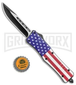 Atomic Defender Medium OTF Automatic Knife Stars & Stripes Flag - Two Tone 11 Atomic Defender Medium OTF Automatic Knife Stars & Stripes Flag - Two Tone -Featured Knife Shop Atomic Medium Defender DP USA Flag OTF Auto TT GX 36308 jr bottlecap large