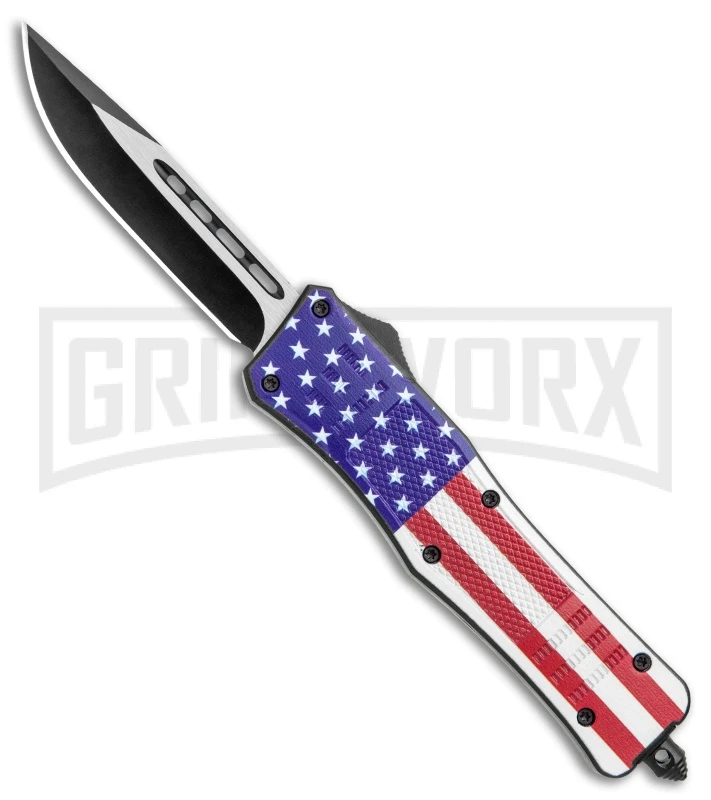 Atomic Defender Medium OTF Automatic Knife Stars & Stripes Flag - Two Tone 3 Atomic Defender Medium OTF Automatic Knife Stars & Stripes Flag - Two Tone