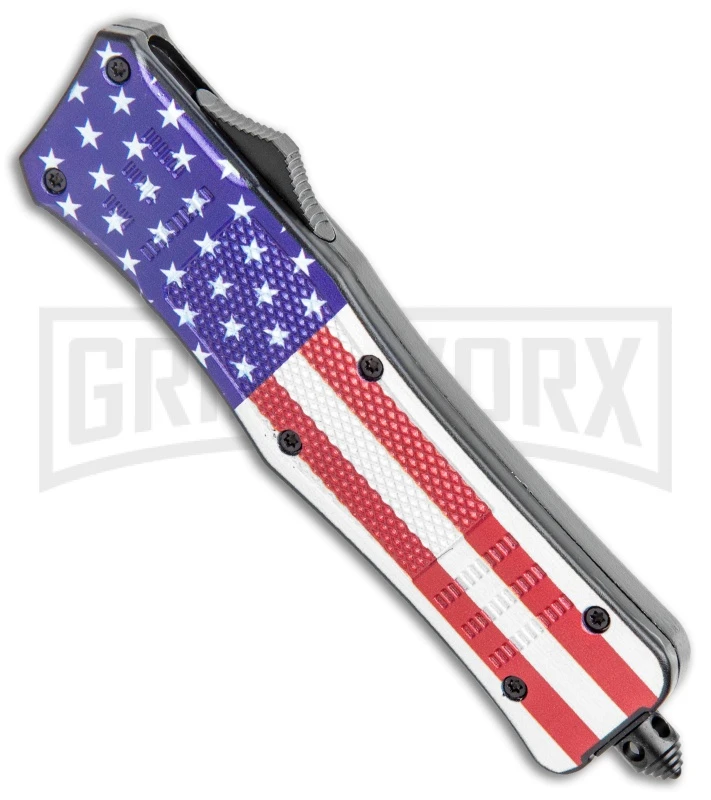 Atomic Defender Medium OTF Automatic Knife Stars & Stripes Flag - Two Tone 4 Atomic Defender Medium OTF Automatic Knife Stars & Stripes Flag - Two Tone - Image 2