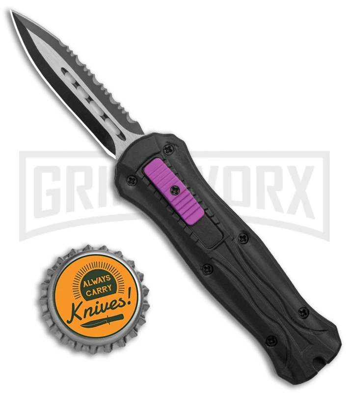 Coffin Blaster 2.0 Tactical Black/Purple DA/OTF Automatic Knife - Black Serr 6 Coffin Blaster 2.0 Tactical Black/Purple DA/OTF Automatic Knife - Black Serr - Image 4