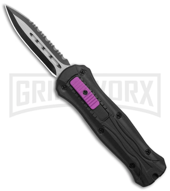 Coffin Blaster 2.0 Tactical Black/Purple DA/OTF Automatic Knife - Black Serr 3 Coffin Blaster 2.0 Tactical Black/Purple DA/OTF Automatic Knife - Black Serr