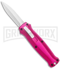 Coffin Blaster 2.0 Textured Pink DA/OTF Automatic Knife - (2" Satin)