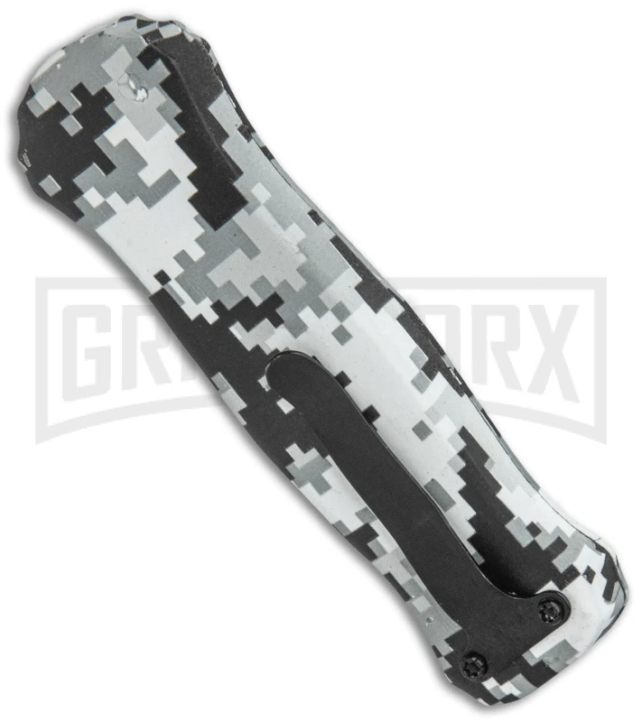 Coffin Blaster 2.0 Gray Camo W/Flames DA/OTF Automatic Knife - Black Two Tone 5 Coffin Blaster 2.0 Gray Camo W/Flames DA/OTF Automatic Knife - Black Two Tone - Image 3