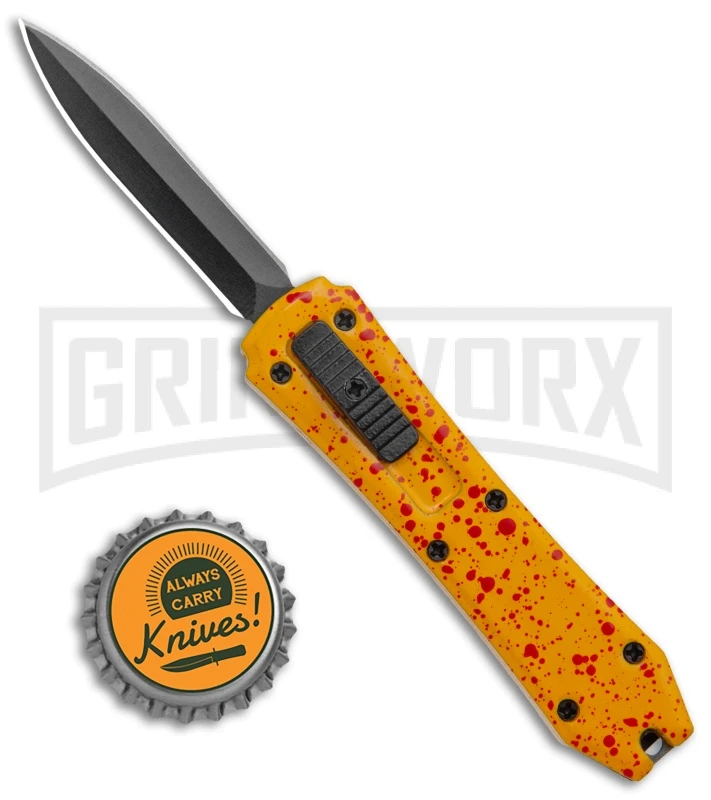 Coffin Blaster Orange/Splatter DA/OTF Automatic Knife - Black Dagger 6 Coffin Blaster Orange/Splatter DA/OTF Automatic Knife - Black Dagger - Image 4