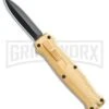 Coffin Blaster 2.0 Textured Gold DA/OTF Automatic Knife - Black Plain