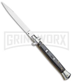 Frank B 11" Italian Stiletto Sim Dark Horn Automatic Knife - Swedge