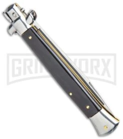 Frank B 11" Italian Stiletto Sim Dark Horn Automatic Knife - Swedge 8 Frank B 11" Italian Stiletto Sim Dark Horn Automatic Knife - Swedge -Featured Knife Shop Frank B 11in Italian Sim Dark Horn Auto Swedge GX 14484 jr side large