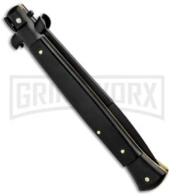 Frank B. 11" Ebony Italian Stiletto Automatic Knife - Black Bayonet 8 Frank B. 11" Ebony Italian Stiletto Automatic Knife - Black Bayonet -Featured Knife Shop Frank B 11in Italian Stiletto Auto Ebony Black Bayo BHQ 85970 jr side large