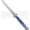 Frank B. 11" Italian Stiletto Blue Automatic Knife - Satin Bayonet Plain -Featured Knife Shop Frank B 11in Italian Stiletto Blue AK Satin Bayonet Plain GX 41550 td1 large