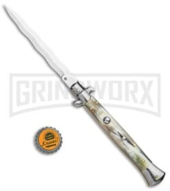 Frank B. 11" Brazilian Horn Italian Stiletto Auto Knife - Kriss -Featured Knife Shop Frank B 11in Italian Stiletto Brazilian Horn Kriss BHQ 117627 jr bottlecap large