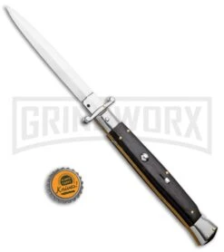 Frank B. 11" Italian Stiletto Swinguard Ebony Automatic Knife - Dagger 9 Frank B. 11" Italian Stiletto Swinguard Ebony Automatic Knife - Dagger -Featured Knife Shop Frank B 11in Italian Stiletto Swinguard Ebony Dagger Satin GX 33583 jr bottlecap large