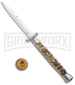 Frank B. 11" Italian Stiletto Swinguard Ram Horn Automatic Knife - Bayonet 9 Frank B. 11" Italian Stiletto Swinguard Ram Horn Automatic Knife - Bayonet -Featured Knife Shop Frank B 11in Italian Stiletto Swinguard Ram Horn Auto Bayo GX 9211 jr bottlecap large
