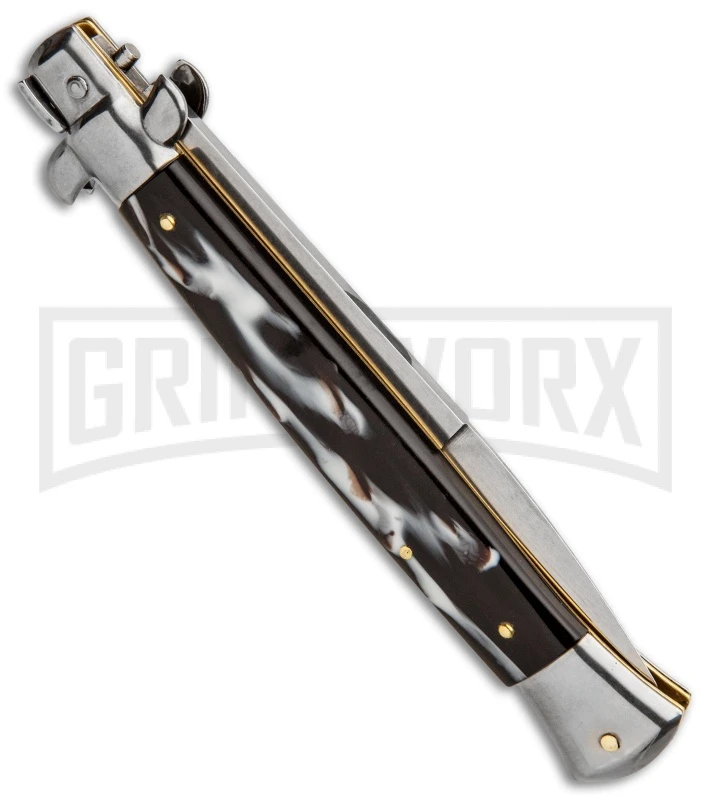 Frank B. 11" Italian Stiletto Sim Dark Horn Automatic Knife - Bayonet 5 Frank B. 11" Italian Stiletto Sim Dark Horn Automatic Knife - Bayonet - Image 3