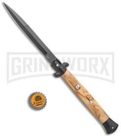 Frank B. 11" Olivewood Tactical Automatic Stiletto Knife (Bayonet) -Featured Knife Shop Frank B 11in Stiletto Olivewood Tactical Auto Stiletto Bayo Black GX 5660 jr bottlecap large