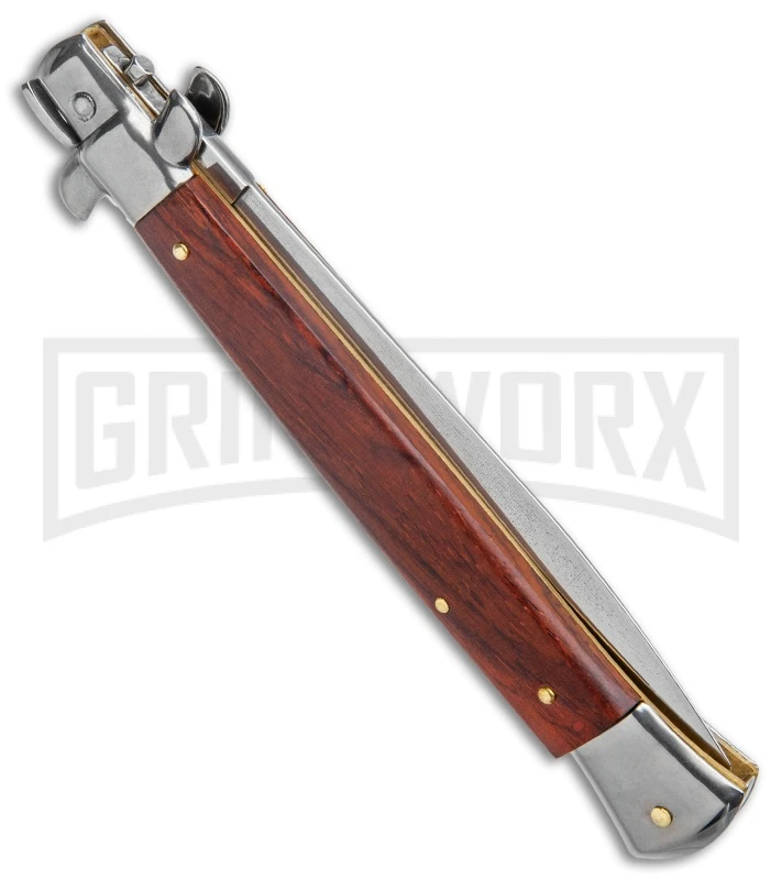 Frank B. 11" Italian Stiletto Palisander Wood Automatic Knife - Satin 5 Frank B. 11" Italian Stiletto Palisander Wood Automatic Knife - Satin - Image 3