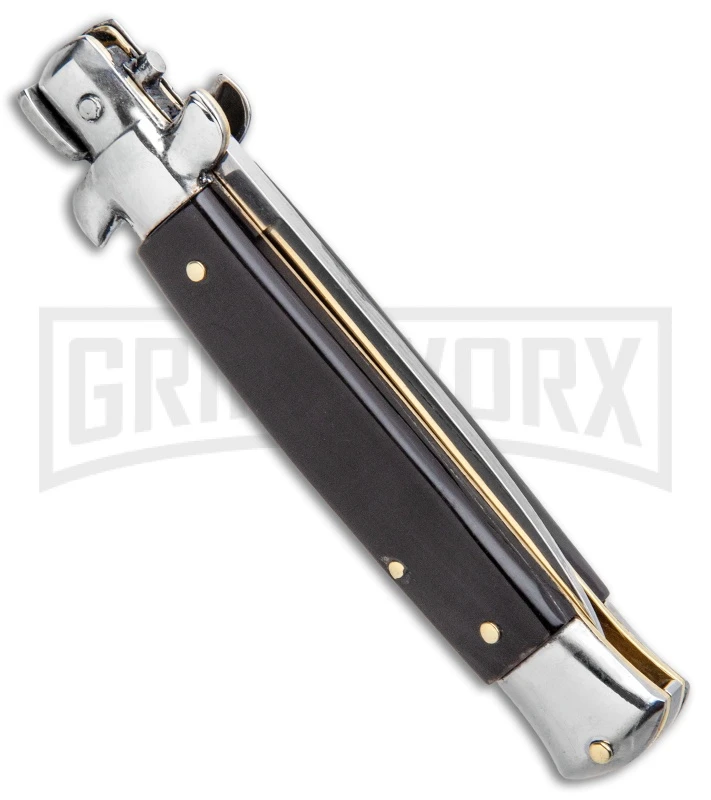 Frank B. 7.5" Italian Stiletto Dark Horn Automatic Knife - Polish 5 Frank B. 7.5" Italian Stiletto Dark Horn Automatic Knife - Polish - Image 3