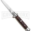 Frank B. 7.5" Italian Stiletto Dark Wood Automatic Knife - Polish