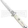 Frank B 7.5" Italian Stiletto Imitation Ivory Automatic Knife - Polish Bayonet -Featured Knife Shop Frank B 7.5in Italian Stiletto Imitation Ivory Auto Polish Bayo GX 36625 jr large