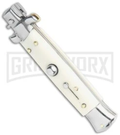 Featured Knife Shop -Featured Knife Shop Frank B 7.5in Italian Stiletto Imitation Ivory Auto Polish Bayo GX 36625 jr spine large