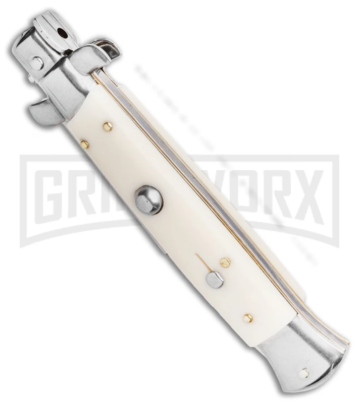 Frank B 9" Italian Stiletto Sim Ivory Automatic Knife - Bayo Satin 4 Frank B 9" Italian Stiletto Sim Ivory Automatic Knife - Bayo Satin - Image 2