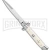 Frank B 9" Italian Stiletto Sim Ivory Automatic Knife - Bayo Satin 1 Frank B 9" Italian Stiletto Sim Ivory Automatic Knife - Bayo Satin -Featured Knife Shop Frank B 9 Italian Stiletto Bayonet Automatic Knife Sim Ivory 3.8 Satin BHQ 116594 LS large