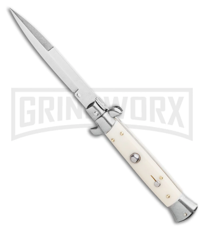 Frank B 9" Italian Stiletto Sim Ivory Automatic Knife - Bayo Satin 3 Frank B 9" Italian Stiletto Sim Ivory Automatic Knife - Bayo Satin