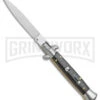 Frank B 9" Italian Stiletto Ebony Automatic Knife - Spear Point Satin
