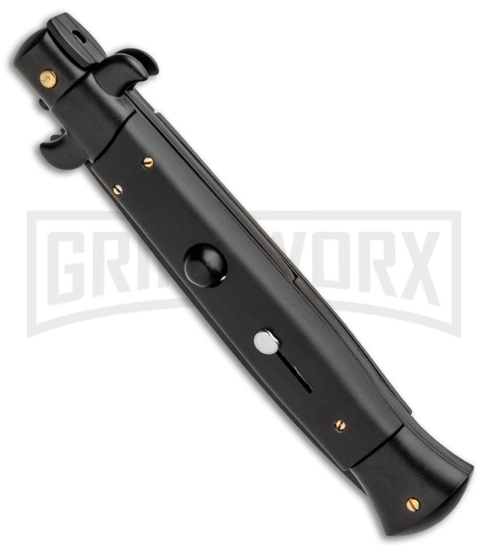 Frank B. 9" Italian Tactical Stiletto Black Automatic Knife - Flat Black 4 Frank B. 9" Italian Tactical Stiletto Black Automatic Knife - Flat Black - Image 2