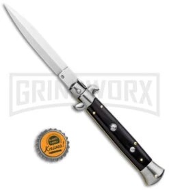 Frank B 9" Italian Stiletto Black Automatic Knife - Bayonet 9 Frank B 9" Italian Stiletto Black Automatic Knife - Bayonet -Featured Knife Shop Frank B 9in Italian Stiletto Black Auto Bayo GX 5637 jr bottlecap large