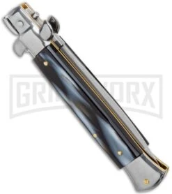 Frank B 9" Italian Stiletto Sim Dark Horn Automatic Knife - Dagger 8 Frank B 9" Italian Stiletto Sim Dark Horn Automatic Knife - Dagger -Featured Knife Shop Frank B 9in Italian Stiletto Sim Dark Horn Auto Dagger GX 36500 jr side large