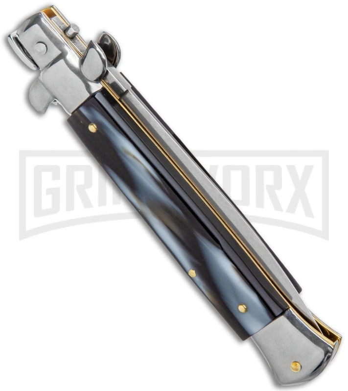 Frank B 9" Italian Stiletto Sim Dark Horn Automatic Knife - Dagger 5 Frank B 9" Italian Stiletto Sim Dark Horn Automatic Knife - Dagger - Image 3