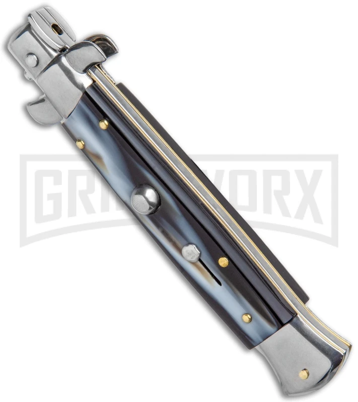 Frank B 9" Italian Stiletto Sim Dark Horn Automatic Knife - Dagger 4 Frank B 9" Italian Stiletto Sim Dark Horn Automatic Knife - Dagger - Image 2