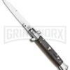 Frank B. 7.5" Italian Stiletto Palisander Wood Automatic Knife - Polish Bayonet
