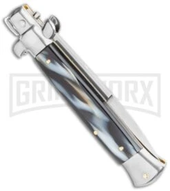 Frank B. 9" Italian Stiletto Sim Dark Horn Automatic Knife - Bayonet 8 Frank B. 9" Italian Stiletto Sim Dark Horn Automatic Knife - Bayonet -Featured Knife Shop Frank B. 9 Italian Stiletto Sim Dark Horn Automatic Knife Bayonet GX 3006 LS Side large