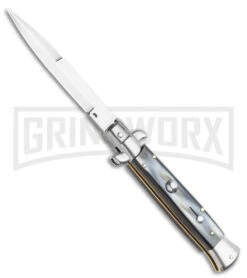 Frank B. 9" Italian Stiletto Sim Dark Horn Automatic Knife - Bayonet