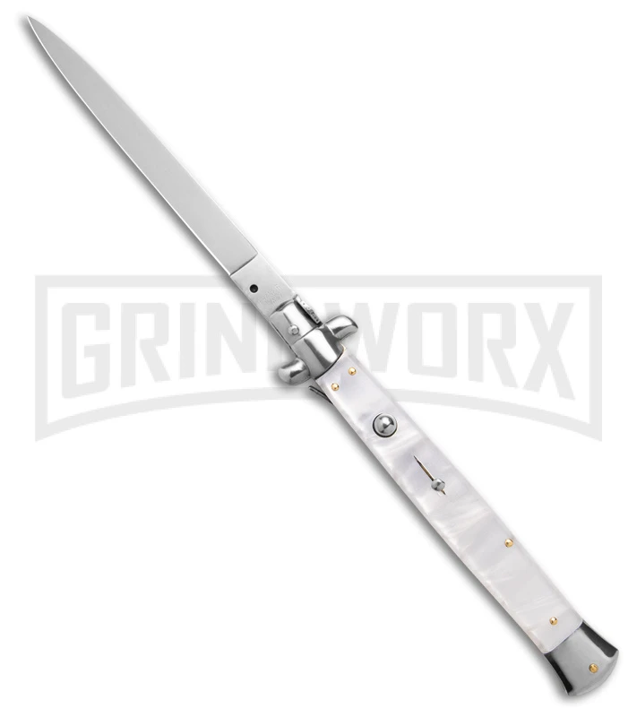 Frank B. 13" Pearlex Italian Stiletto Automatic Knife - Spear Point Satin Plain 3 Frank B. 13" Pearlex Italian Stiletto Automatic Knife - Spear Point Satin Plain