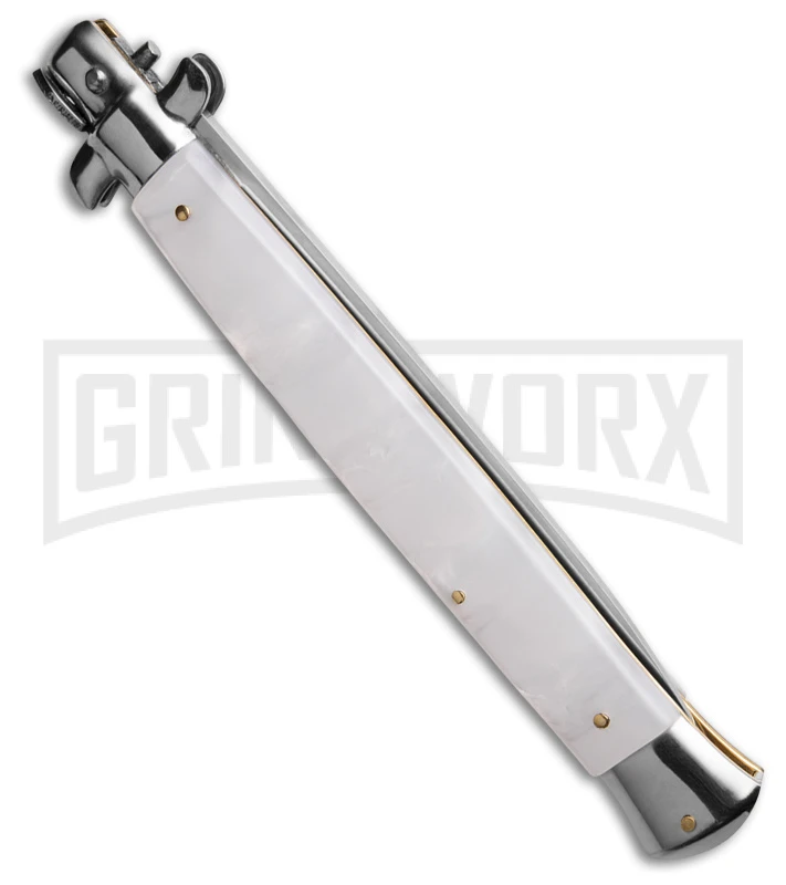 Frank B. 13" Pearlex Italian Stiletto Automatic Knife - Spear Point Satin Plain 5 Frank B. 13" Pearlex Italian Stiletto Automatic Knife - Spear Point Satin Plain - Image 3