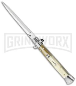 Frank B. 11" Blonde Horn Stiletto Automatic Knife (Bayo)
