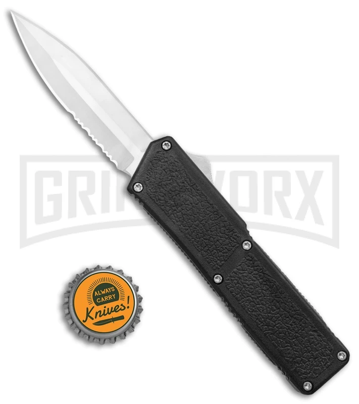 Lightning Black D/A OTF Automatic Knife - Satin Dagger Serr 6 Lightning Black D/A OTF Automatic Knife - Satin Dagger Serr - Image 4