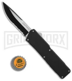 Lightning Black D/A OTF Automatic Knife - Two-Tone Serr -Featured Knife Shop Lightning Black DA OTF Auto TT Serr GX 31875 jr bottlecap large