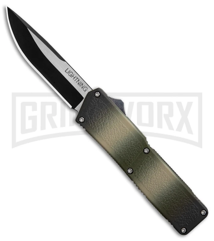 Lightning Camo D/A OTF Automatic Knife - Two-Tone Plain 3 Lightning Camo D/A OTF Automatic Knife - Two-Tone Plain
